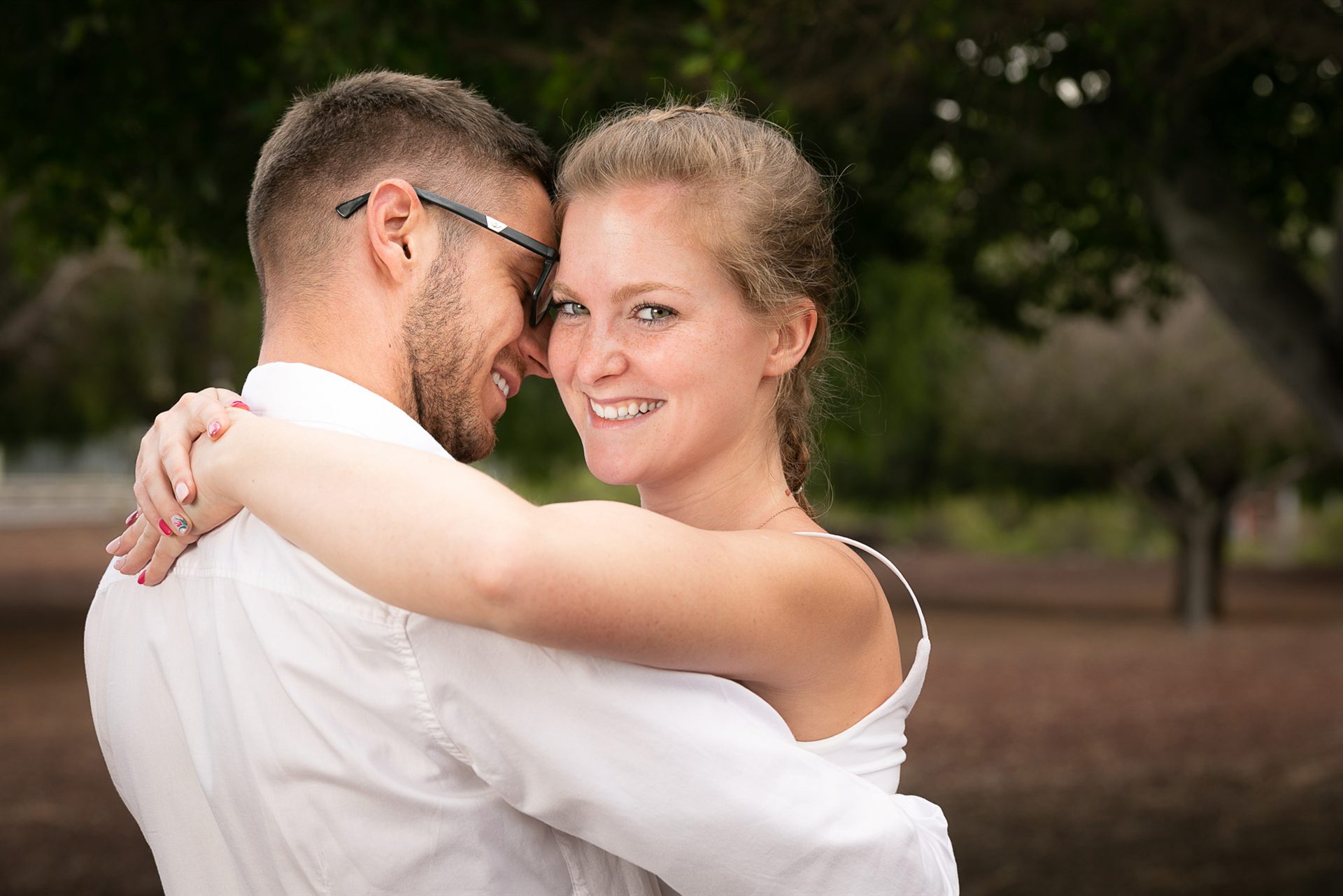 Young couple portrait in beautiful light, Güímar