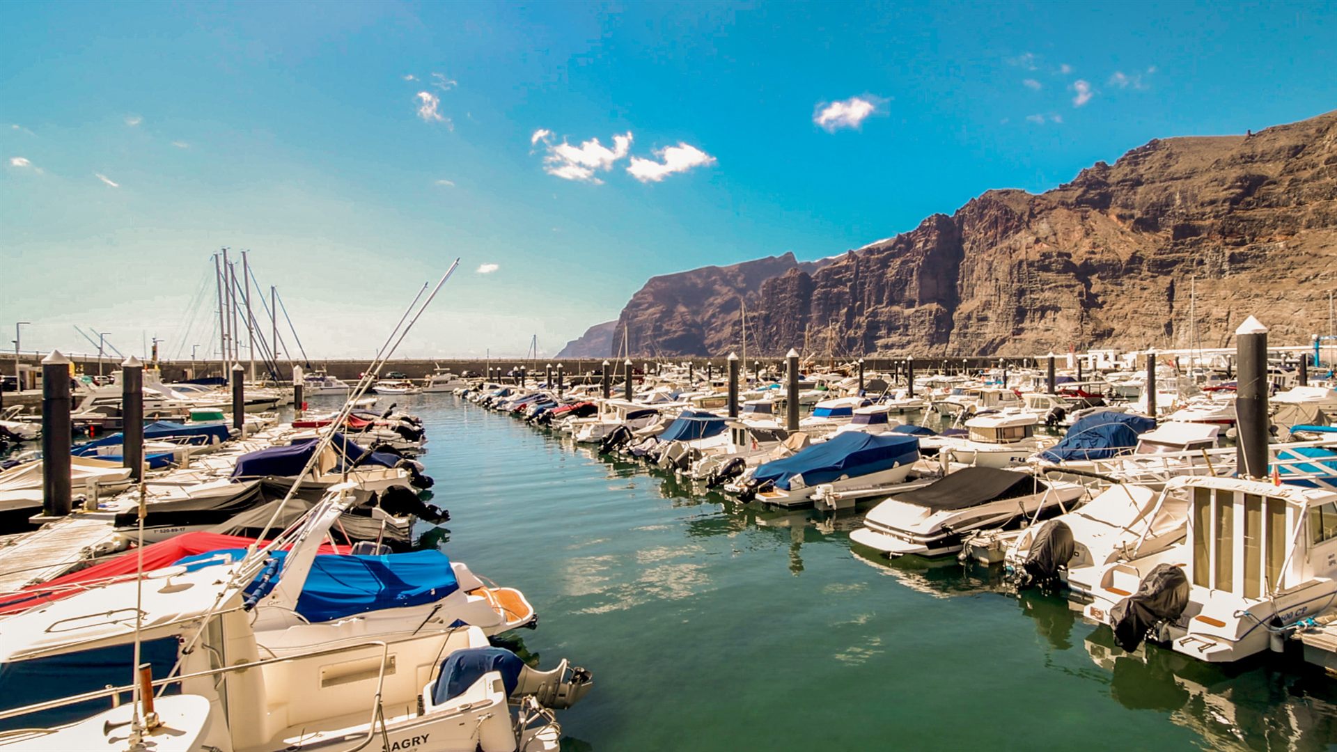 Los Gigantes marina with a view to the rocks
